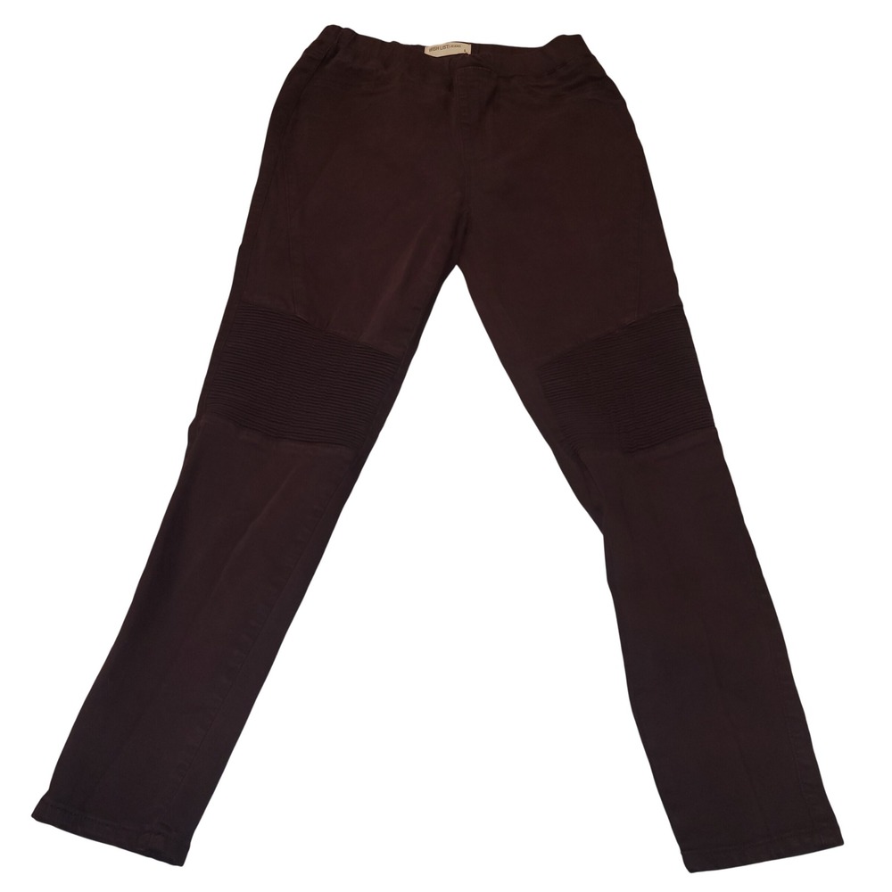 Wish List‎ Jeans Women L Burgundy Moto Style Elastic Waist Pants Comfort Casual